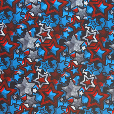 Americana Multicolored Stars Poly Spandex Swimsuit Fabric