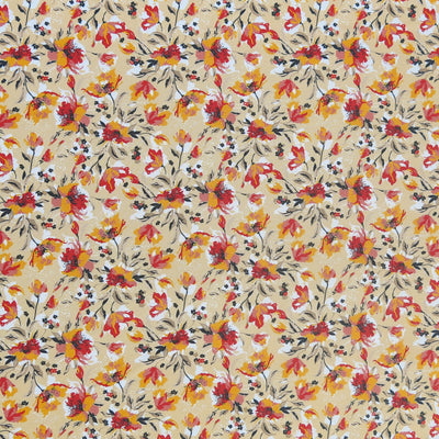 Fiery Floral Poly Spandex Swimsuit Fabric