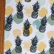 Pineapples and Dots on White Poly Spandex Swimsuit Fabric