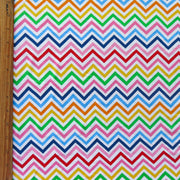 Rainbow Zig Zags on White Cotton Lycra Knit Fabric - 32" Remnant
