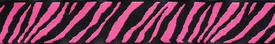Black and Hot Pink Zebra Reversible Woven Ribbon 7/8" Wide
