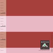 Powder Pink and Ketchup Wide Stripe Organic Cotton Lycra Knit Fabric by Nosh Organics
