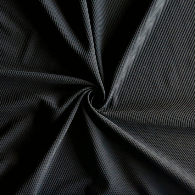 Black Nylon Spandex Ottoman Athletic Knit Fabric