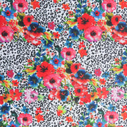 Bright Floral on Leopard Poly Spandex Swimsuit Fabric