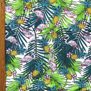 Flamingo and Pineapples Nylon Spandex Swimsuit Fabric - 23" Remnant