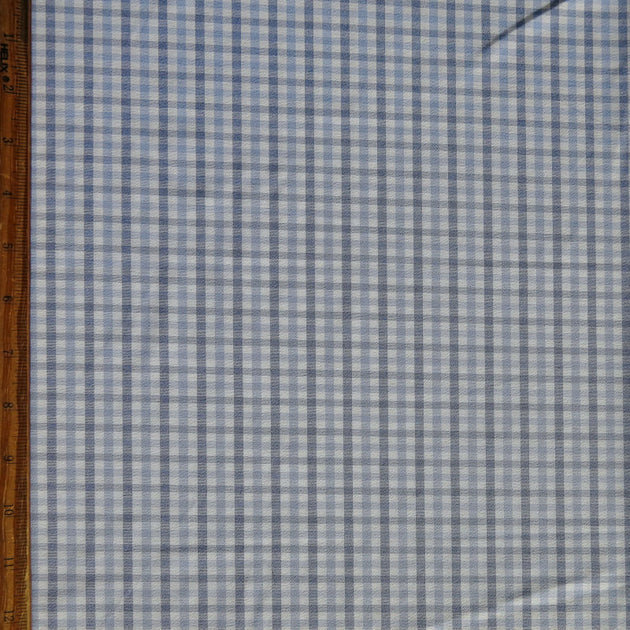 Navy and Blue Gingham Stretch Woven Fabric The Fabric Fairy