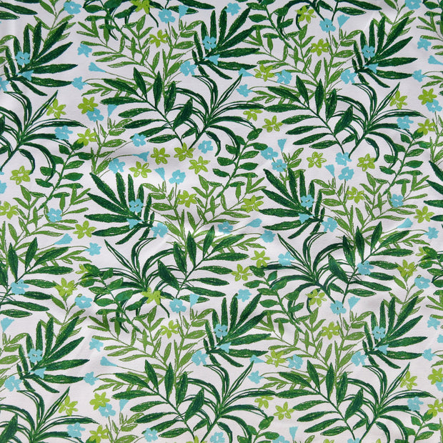 Reaction Green Branches and Blossoms Poly Lycra Knit Fabric