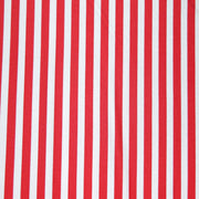 Red and White Shiny Vertical Stripe Nylon Spandex Swimsuit Fabric