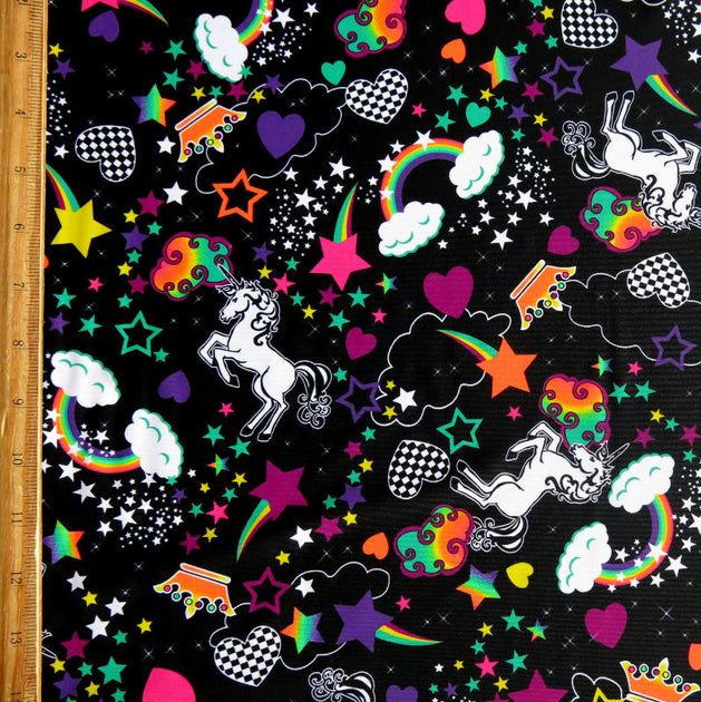 Unicorns and Rainbows Nylon Spandex Swimsuit Fabric The Fabric Fairy