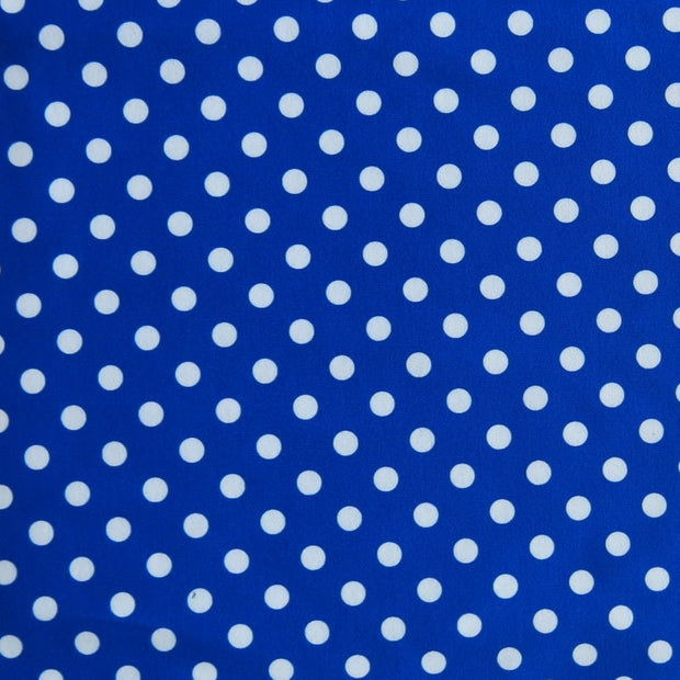 White Eraser Polka Dots on Cobalt Blue Nylon Spandex Swimsuit Fabric