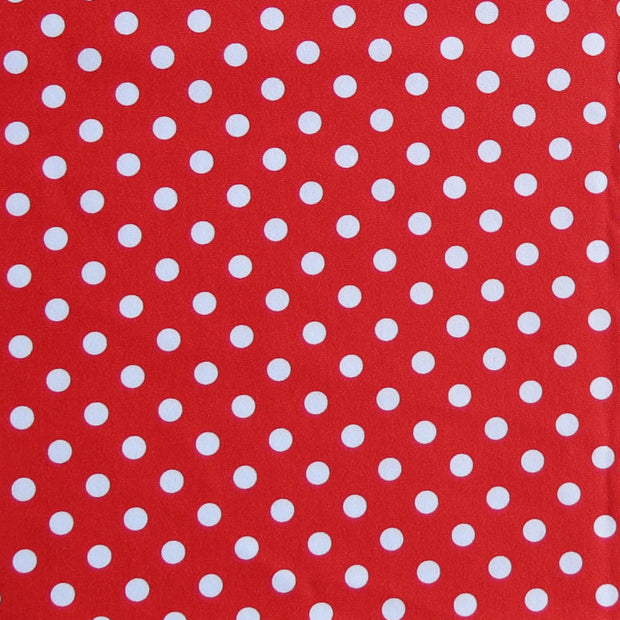 White Eraser Polka Dots on Ladybug Nylon Spandex Swimsuit Fabric