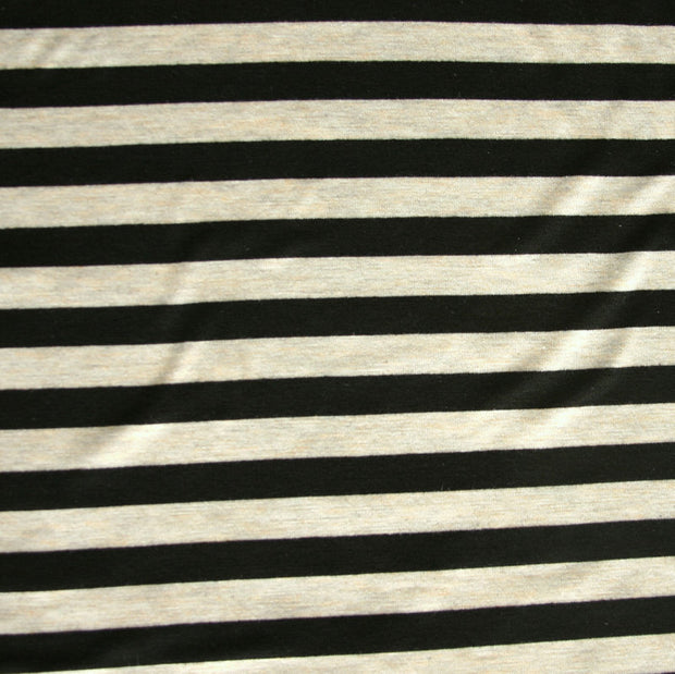 Black/Biege Stripe Bamboo Lycra Knit Fabric