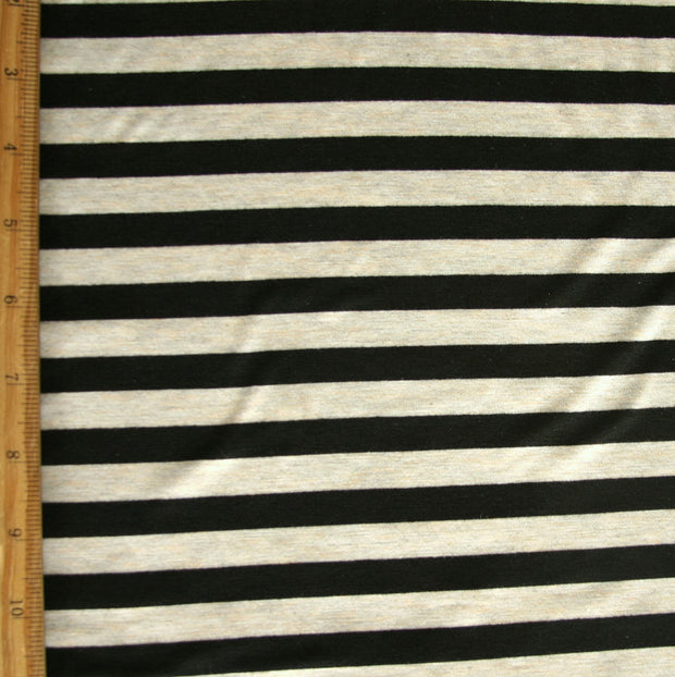 Black/Biege Stripe Bamboo Lycra Knit Fabric