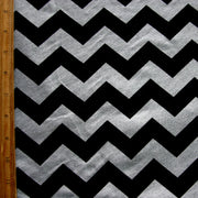 Black Chevrons on Heathered Grey Cotton Jersey Knit Fabric - 33" Remnant