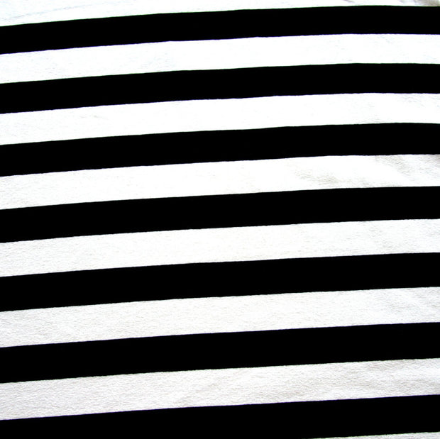 Black and Ivory Stripes Rayon Lycra Jersey Knit Fabric