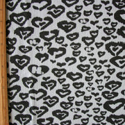 Black HJ Hearts on Light Grey Cotton Thermal Knit Fabric