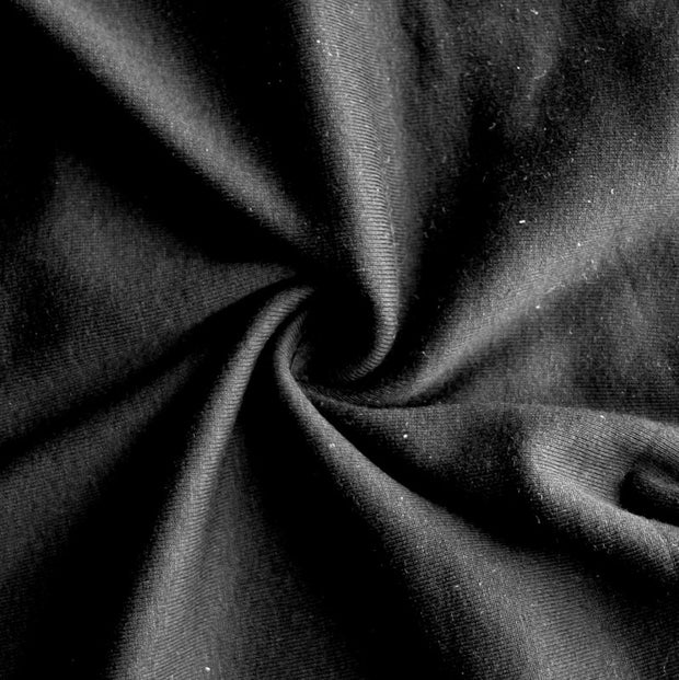Black Cotton Heavy Rib Knit Fabric