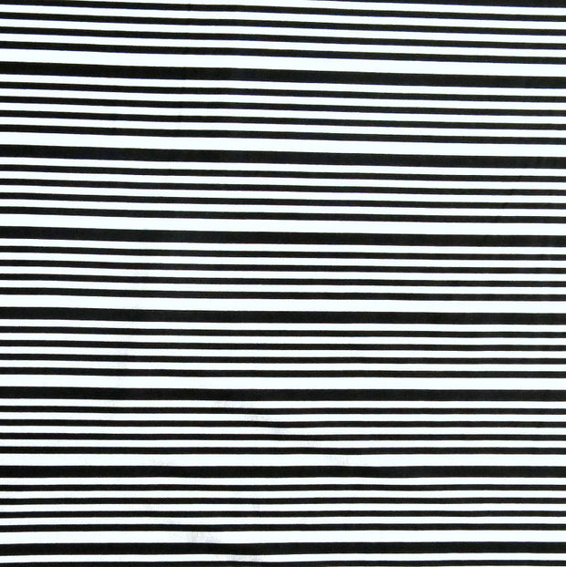 Black Thin and Thinner Stripes on White Nylon Spandex Swimsuit Fabric
