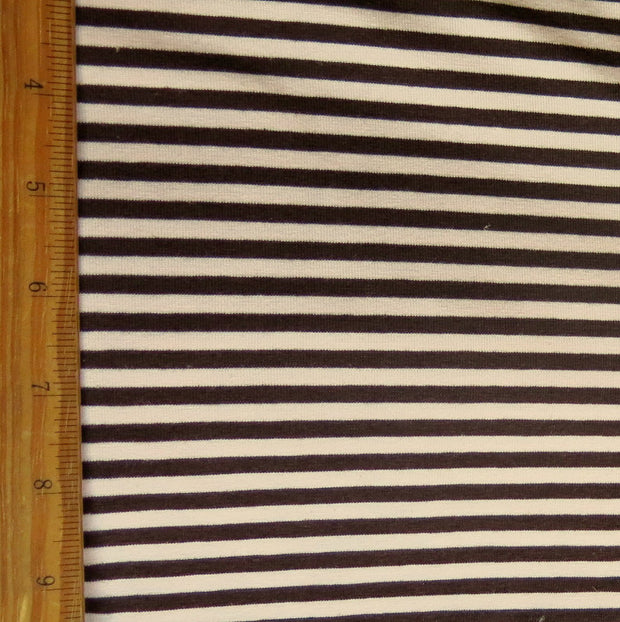Brown and Pink 3/16" wide Stripe Cotton Lycra Knit Fabric