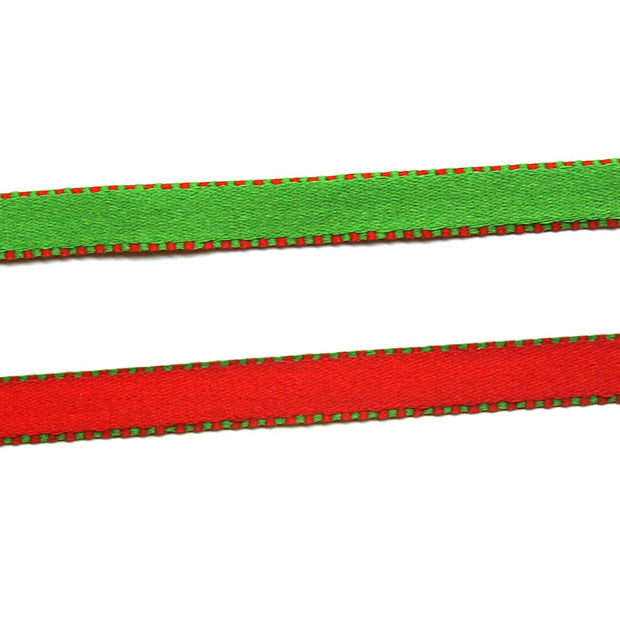 Christmas Reversible Narrow Woven Ribbon Trim