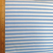Cornflower and White 3/8" wide Stripe Cotton Lycra Knit Fabric