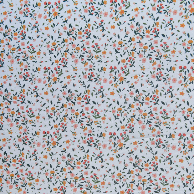 Dainty Floral on White Poly Spandex Swimsuit Fabric