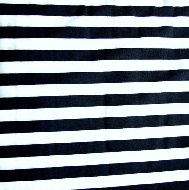 Navy and White 1/2 Stripe Nylon Spandex Swimsuit Fabric
