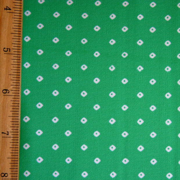 Tiny White Diamonds on Bright Green Nylon Lycra Swimsuit Fabric