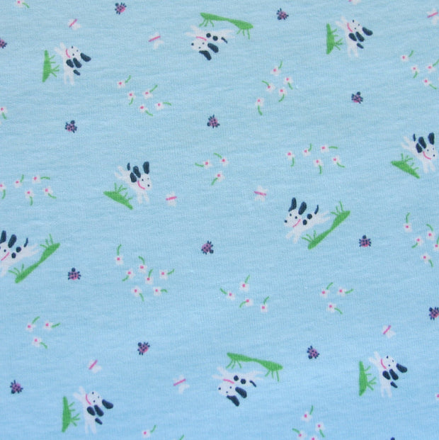 Puppies Chasing Butterflies Cotton Knit Fabric