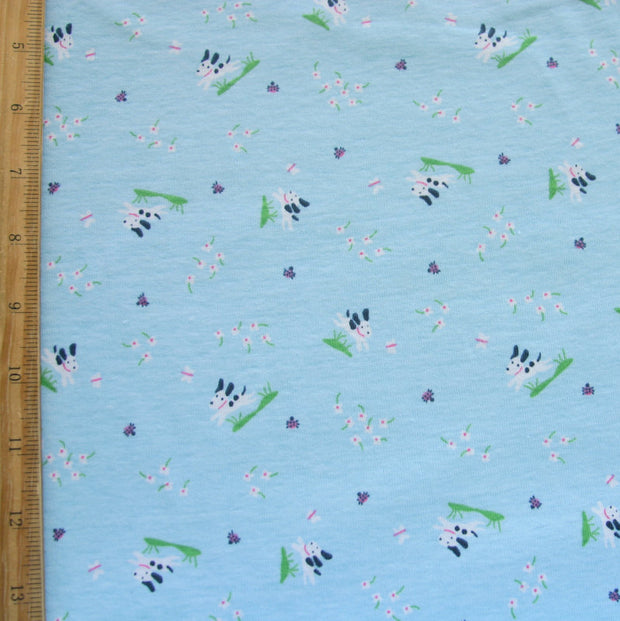 Puppies Chasing Butterflies Cotton Knit Fabric