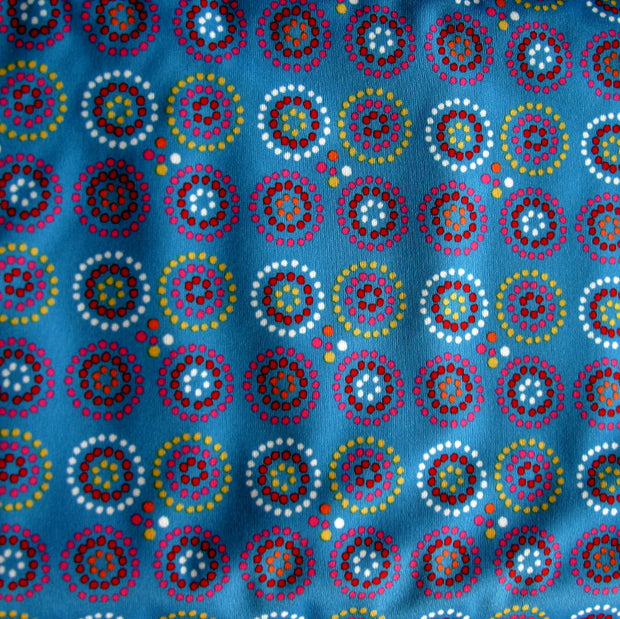 Dotty Circles PUL Knit Fabric, Blue Colorway