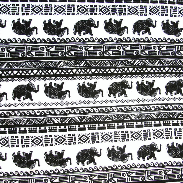 Elephant Mosaic Stripe Cotton Lycra Knit Fabric
