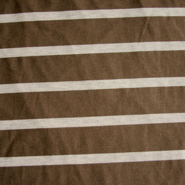 Espresso and Heathered Grey Stripe Bamboo Lycra Knit Fabric