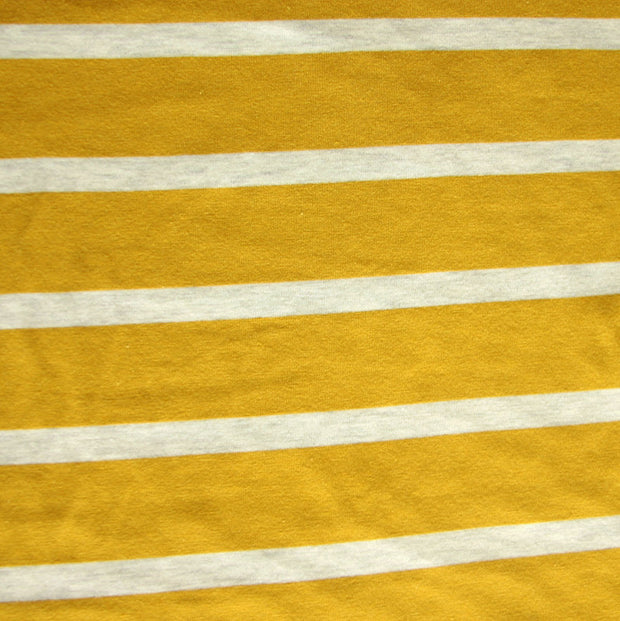Goldenrod and Heathered Grey Stripe Bamboo Lycra Knit Fabric