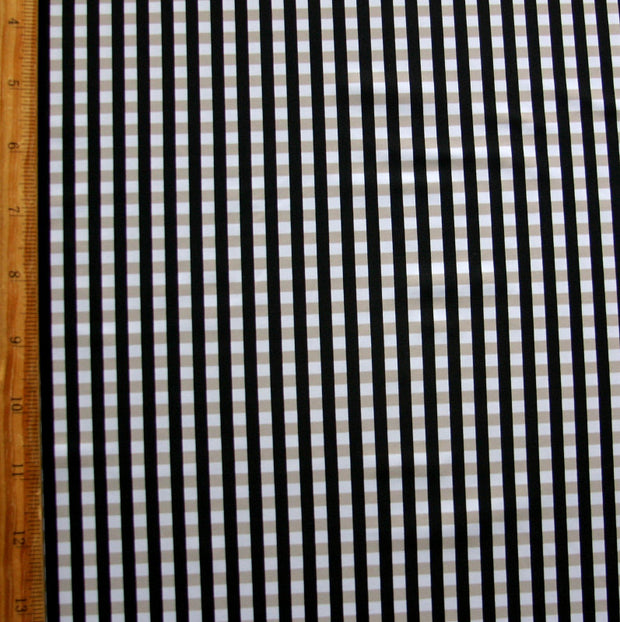 Grey/Black Check Nylon Lycra Swimsuit Fabric