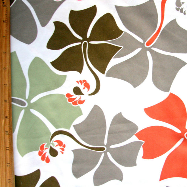 Hibiscus Floral on Creme Microfiber Boardshort Fabric