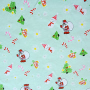 Holiday Happiness Cotton Knit Fabric, Mint Colorway - Seconds- Not Quite Perfect