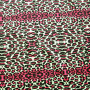 Hot Pink and Black Leopard Print with Hot Pink Stripes Cotton French Terry Fabric