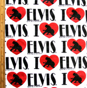 I Heart Elvis on White Cotton Knit Fabric