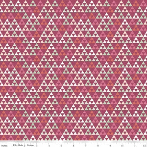 Trend Triangle Raspberry Cotton Lycra Knit Fabric by Riley Blake