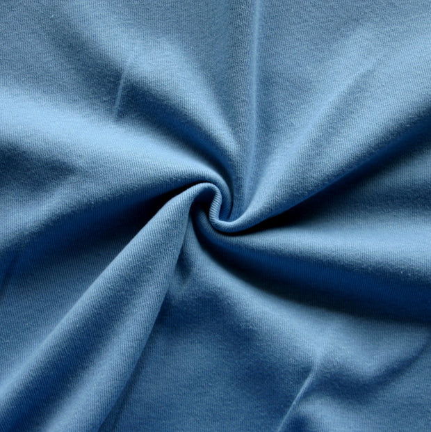 Pompeii Blue Cotton Rib Knit Fabric