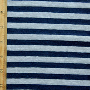 Navy and Grey Stripe Hemp Organic Cotton Knit Fabric