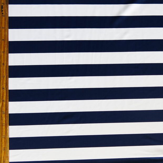 Navy and White 1 inch Stripe Nylon Spandex Swimsuit Fabric