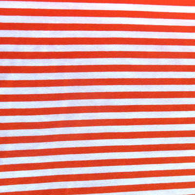 Orange and White  3/8" wide Stripe Cotton Lycra Knit Fabric