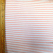 Peach and White 1/8" wide Stripe Cotton Lycra Knit Fabric