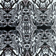 Peacock Feather Kaleidoscope Nylon Lycra Swimsuit Fabric, Grey Colorway