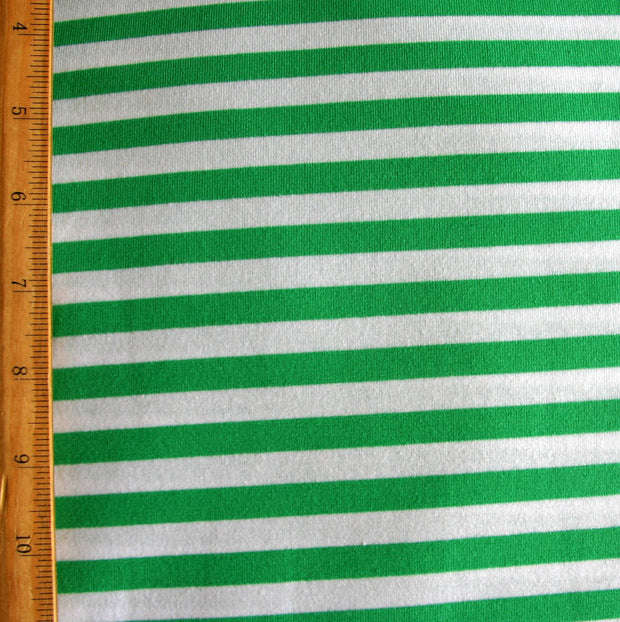 Peppermint Green and White 3/8" wide Stripe Cotton Lycra Knit Fabric