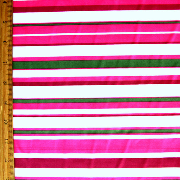 Pink and Green Multi Stripe Nylon Lycra Swimsuit Fabric