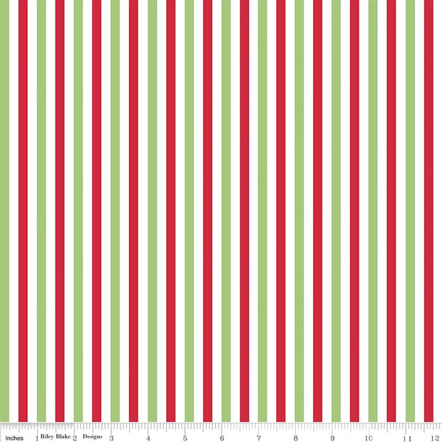 Holiday Vertical Stripe 1/4 inch Cotton Lycra Knit Fabric by Riley Blake