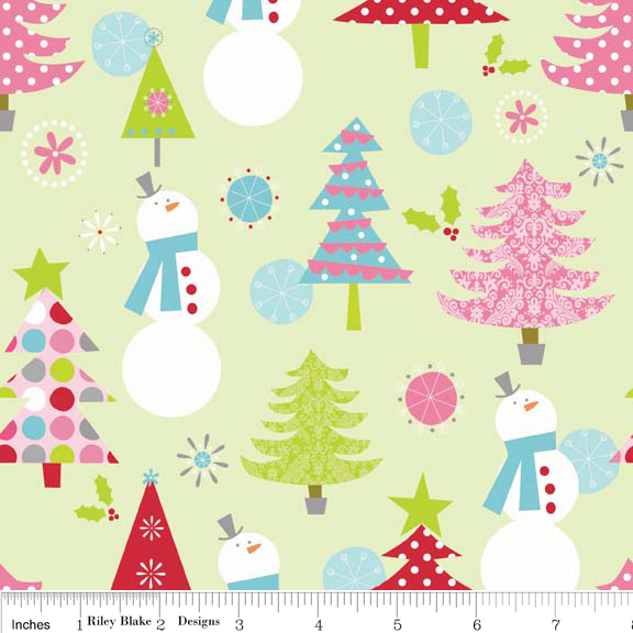 Christmas Main Lime Cotton Lycra Knit Fabric by Riley Blake
